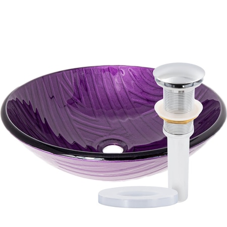 Novatto Purple Painted Glass Vessel Bathroom Sink Set, Chrome TIG-8123PCH